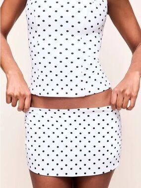 Danielle Guizio White Polka Dot mini skirt